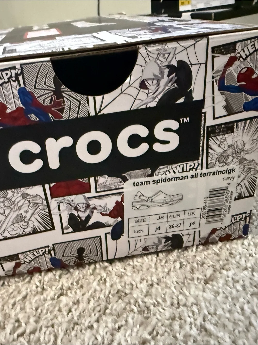 CROCS Red Spider-Man Kids Clogs with Navy Detail